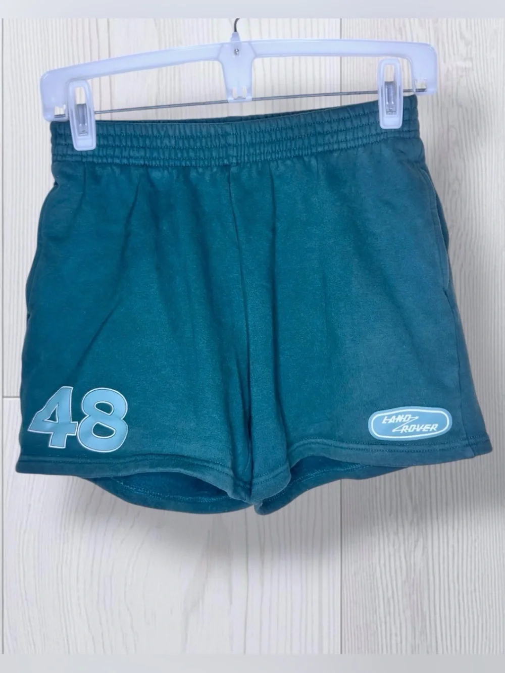 PACSUN x LAND ROVER Vintage Style Teal Graphic Sweat Shorts